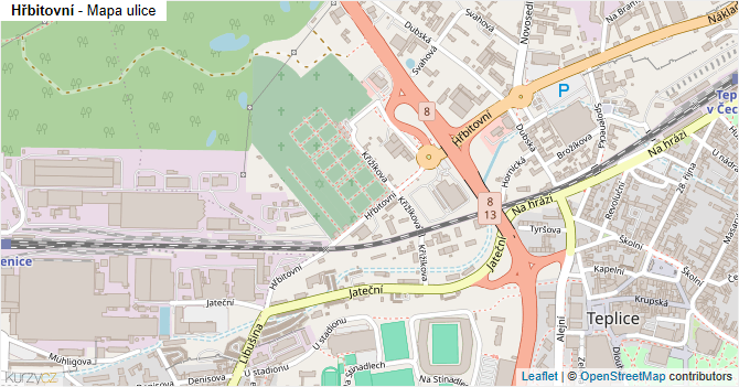 Hřbitovní - mapa ulice