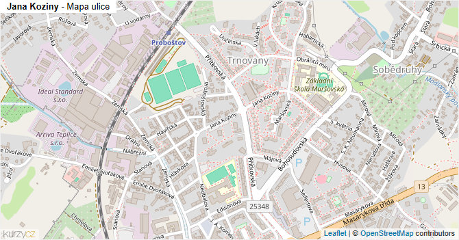 Jana Koziny - mapa ulice