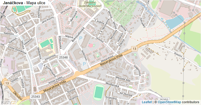Janáčkova - mapa ulice