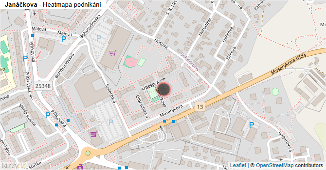 Janáčkova - mapa podnikání