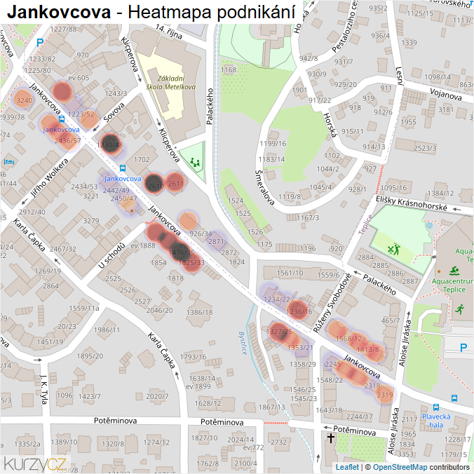 Mapa Jankovcova - Firmy v ulici.