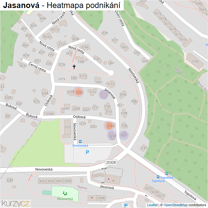 Mapa Jasanová - Firmy v ulici.