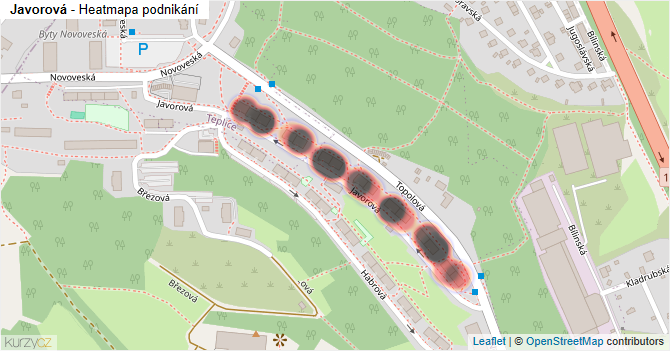 Javorová - mapa podnikání
