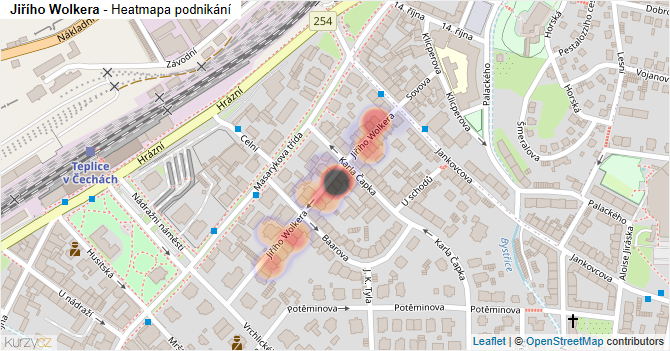 Jiřího Wolkera - mapa podnikání