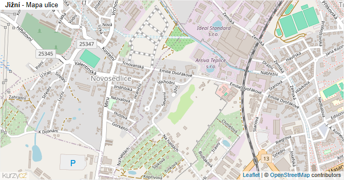Jižní - mapa ulice