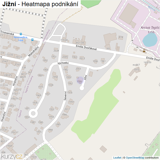 Mapa Jižní - Firmy v ulici.