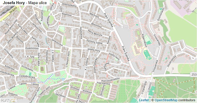 Josefa Hory - mapa ulice