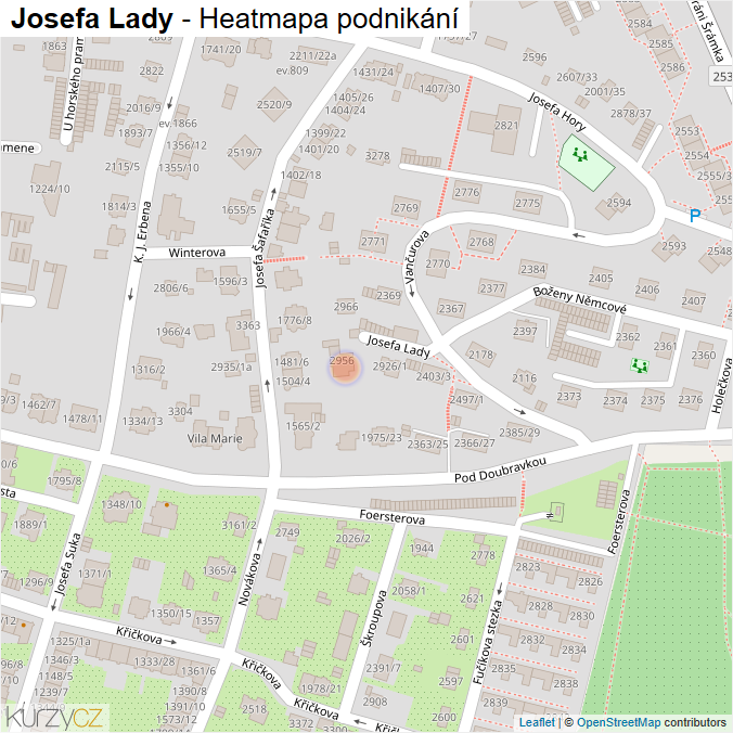 Mapa Josefa Lady - Firmy v ulici.