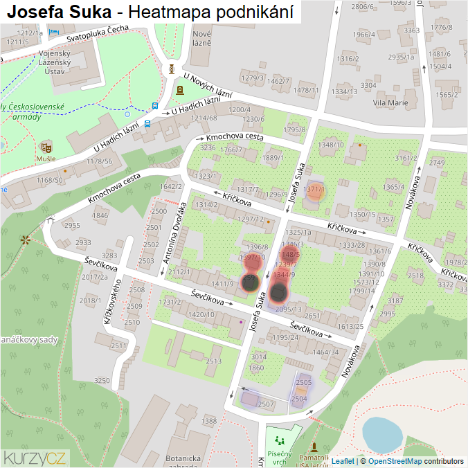 Mapa Josefa Suka - Firmy v ulici.