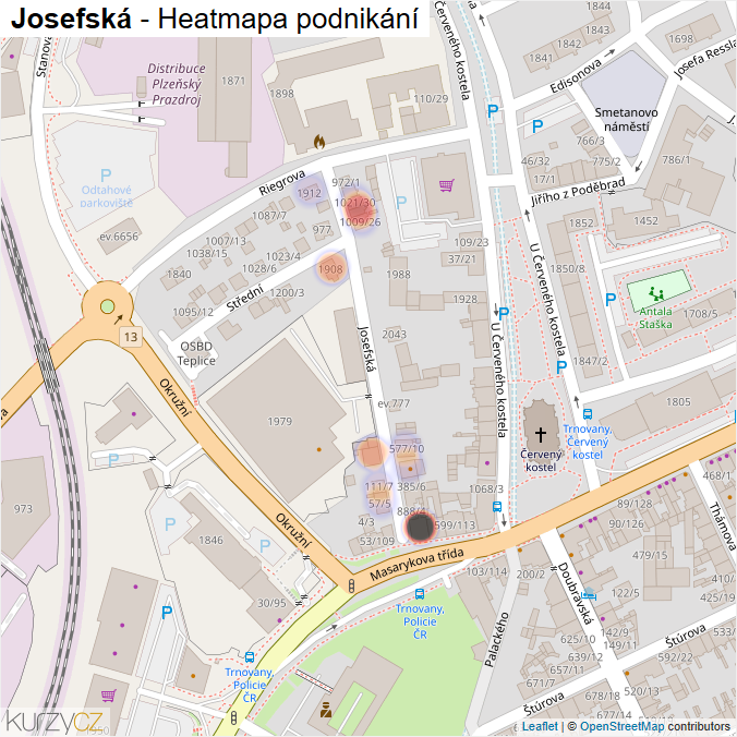 Mapa Josefská - Firmy v ulici.