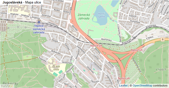 Jugoslávská - mapa ulice