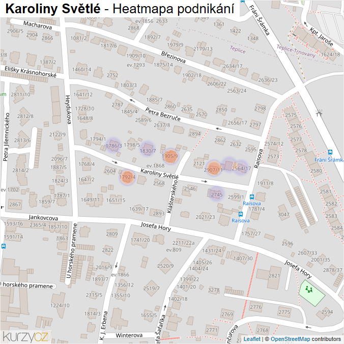Mapa Karoliny Světlé - Firmy v ulici.