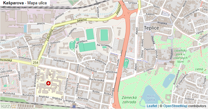Kašparova - mapa ulice