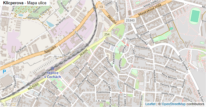 Klicperova - mapa ulice