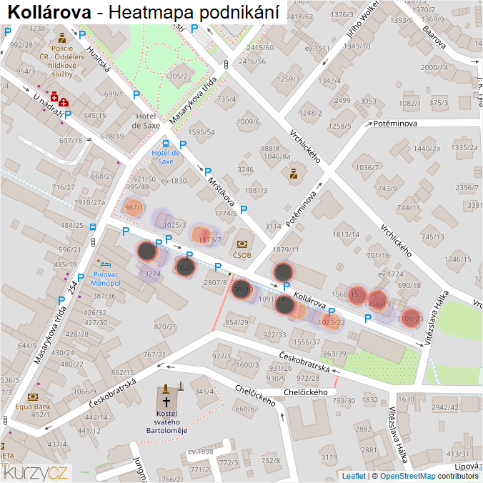 Mapa Kollárova - Firmy v ulici.