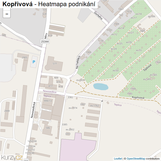 Mapa Kopřivová - Firmy v ulici.