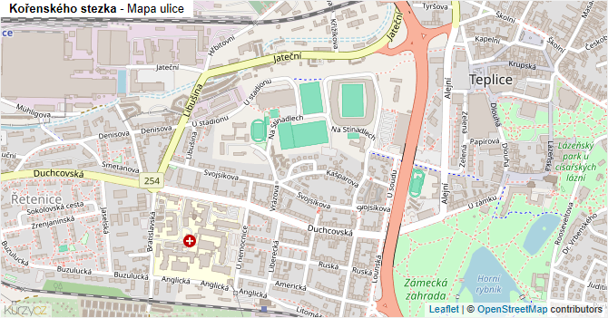 Kořenského stezka - mapa ulice