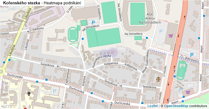 Kořenského stezka - mapa podnikání