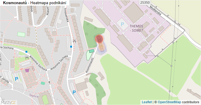 Kosmonautů - mapa podnikání