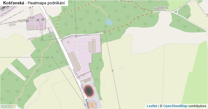 Košťanská - mapa podnikání