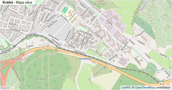 Krátká - mapa ulice