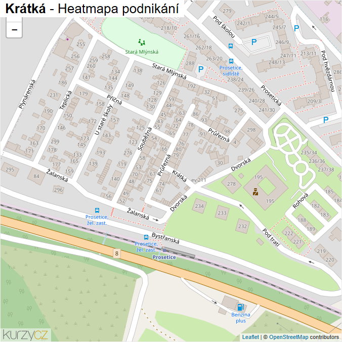 Mapa Krátká - Firmy v ulici.