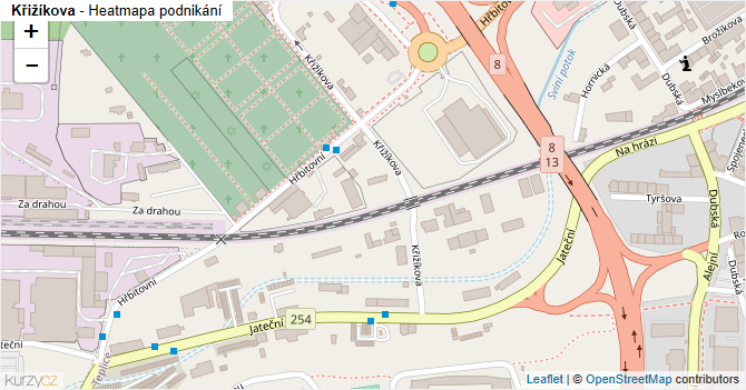 Křižíkova - mapa podnikání