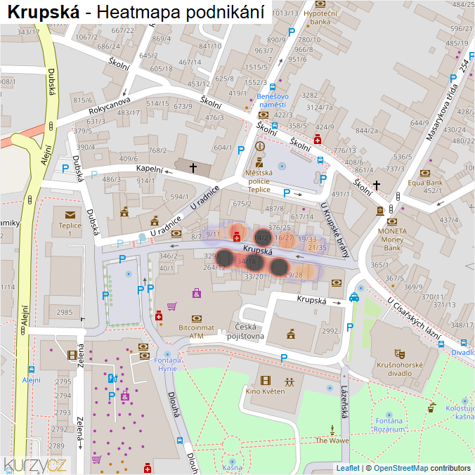 Mapa Krupská - Firmy v ulici.