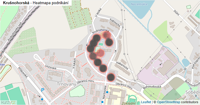 Krušnohorská - mapa podnikání
