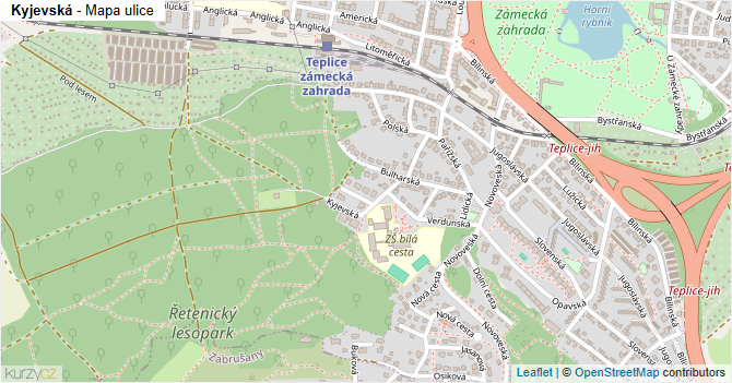 Kyjevská - mapa ulice