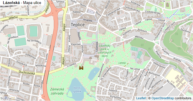 Lázeňská - mapa ulice