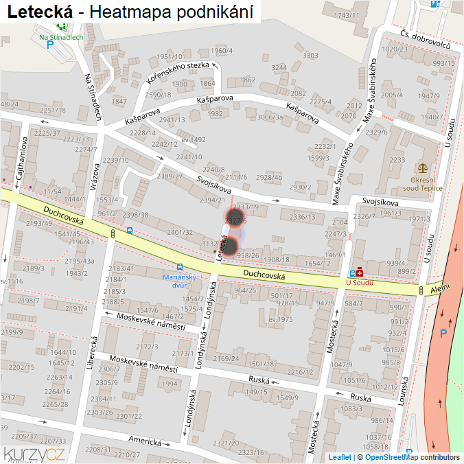 Mapa Letecká - Firmy v ulici.