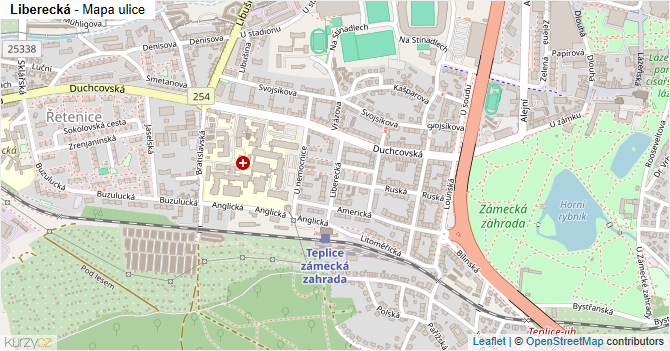 Liberecká - mapa ulice