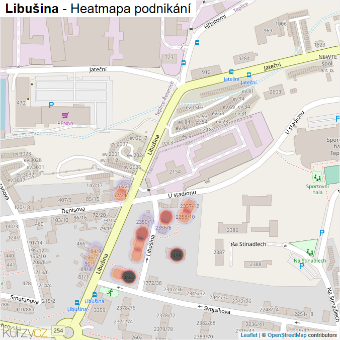 Mapa Libušina - Firmy v ulici.