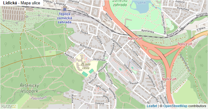 Lidická - mapa ulice