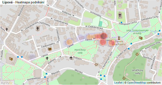 Lípová - mapa podnikání