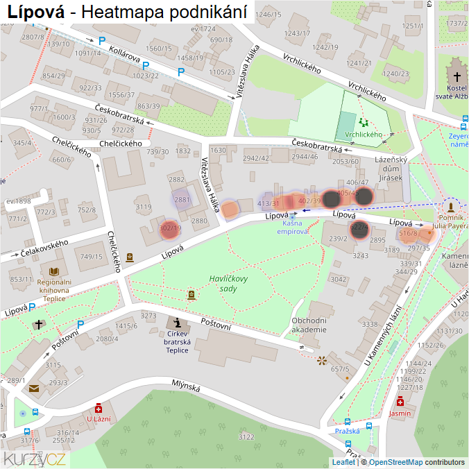Mapa Lípová - Firmy v ulici.