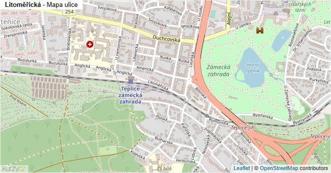Litoměřická - mapa ulice