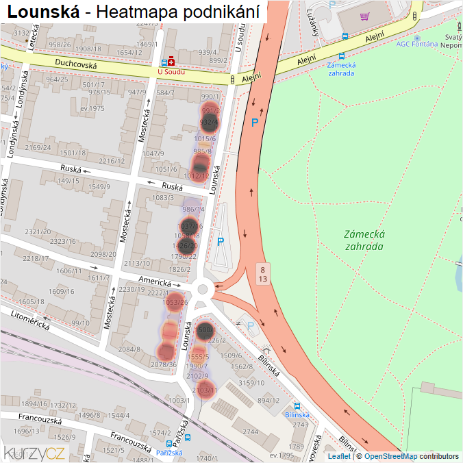 Mapa Lounská - Firmy v ulici.