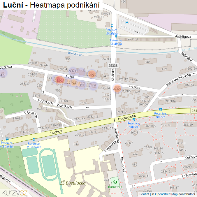 Mapa Luční - Firmy v ulici.