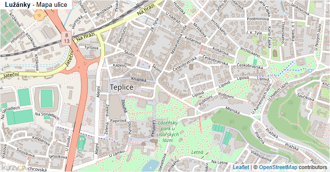 Lužánky - mapa ulice