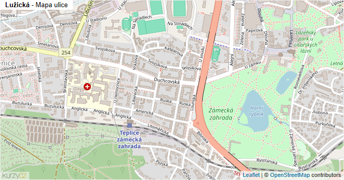 Lužická - mapa ulice