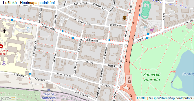 Lužická - mapa podnikání
