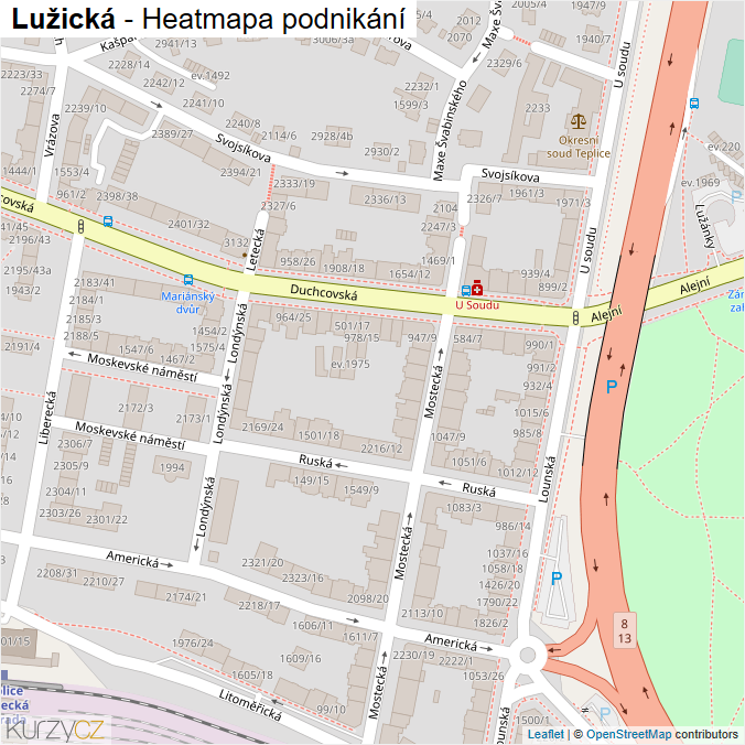 Mapa Lužická - Firmy v ulici.