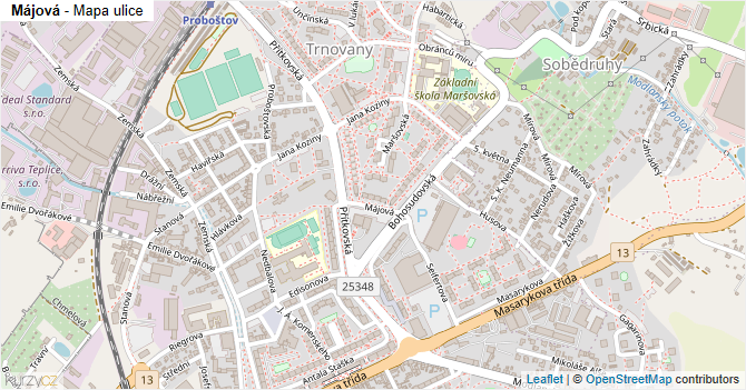 Májová - mapa ulice