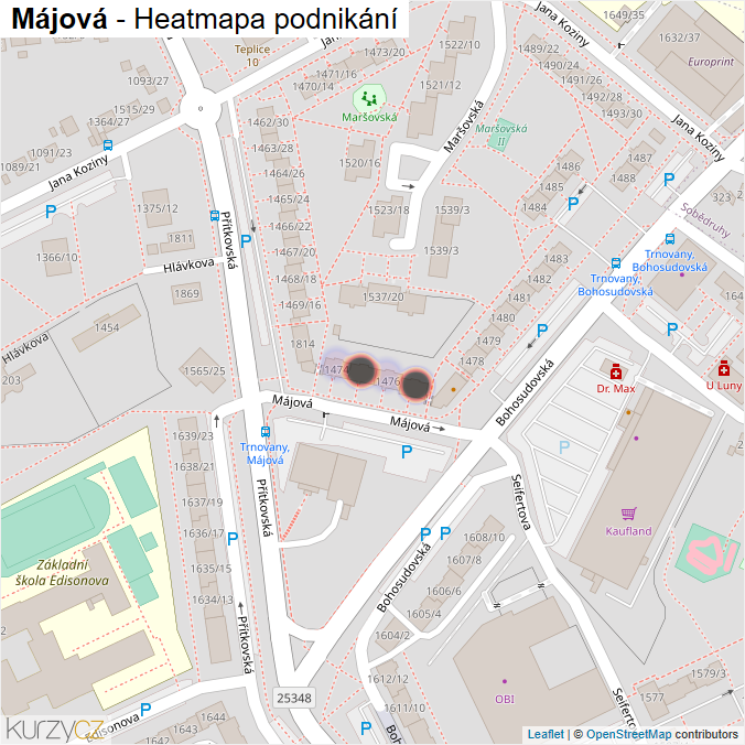 Mapa Májová - Firmy v ulici.