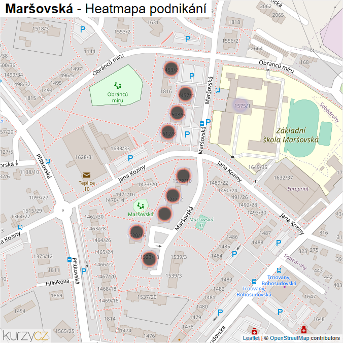 Mapa Maršovská - Firmy v ulici.