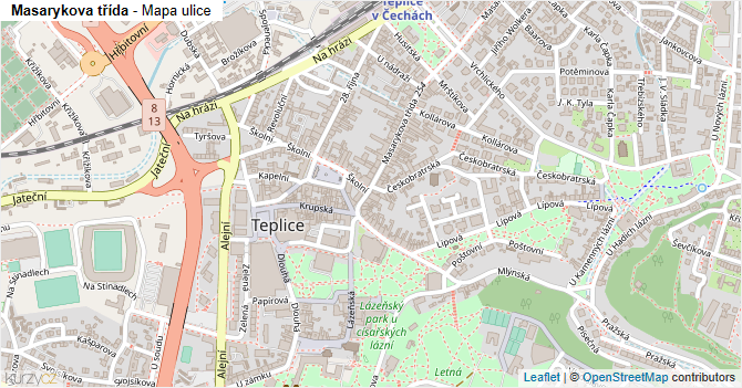 Masarykova třída - mapa ulice