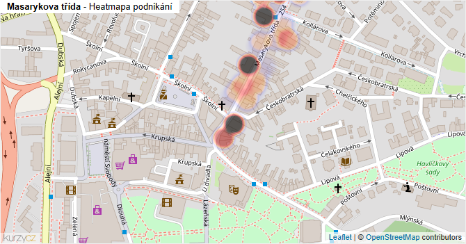 Masarykova třída - mapa podnikání