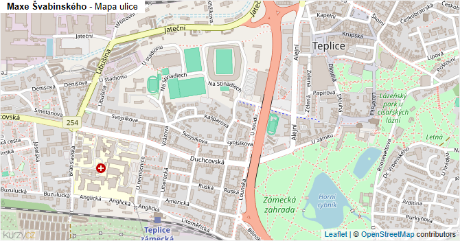 Maxe Švabinského - mapa ulice